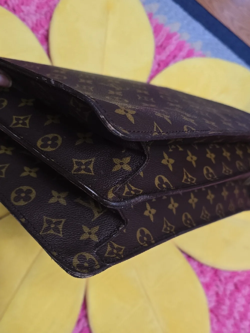 Louis Vuitton Serviette Monogram Briefcase with Tan Handle